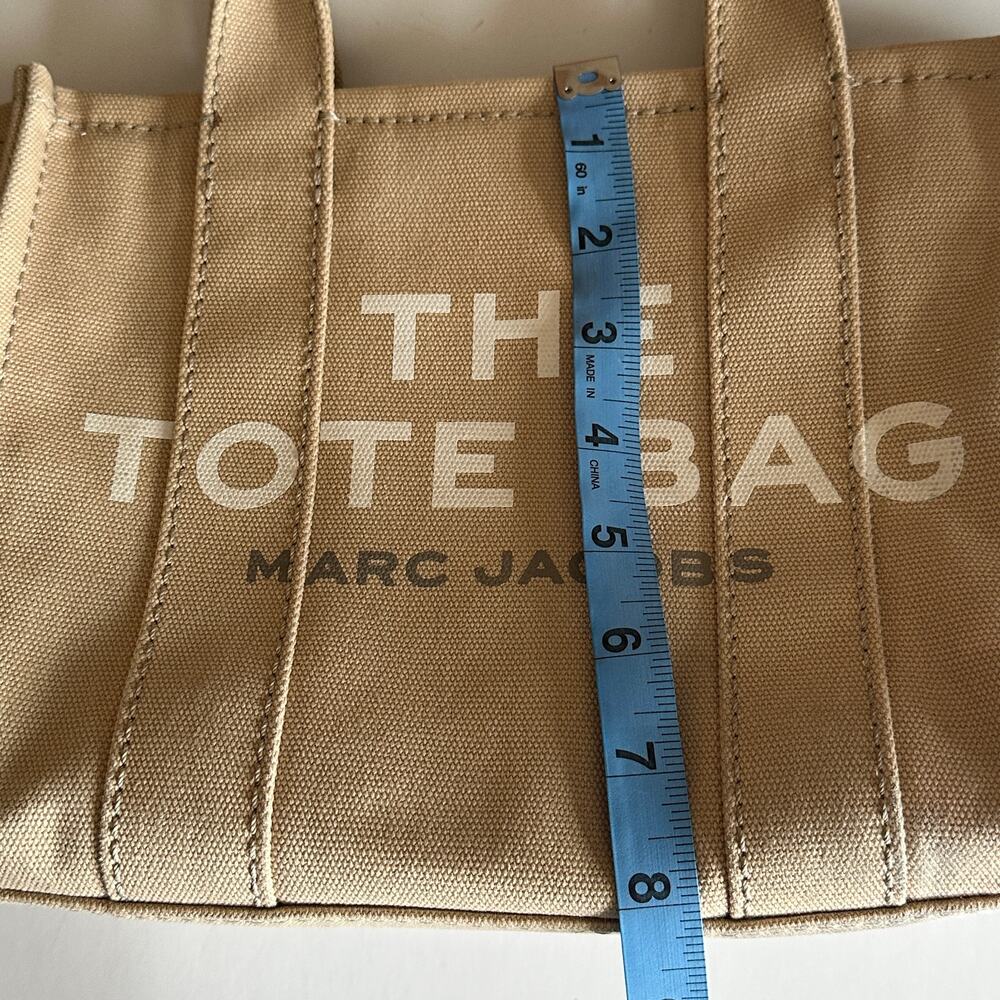 Marc Jacobs The Tote Bag Mini Womens Tan Cotton Canvas Crossbody Purse - Picture 10 of 12